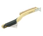 Щетка по металлу RF-340122313 ручная в пластиковом корпусе с прорезиненной рукояткой (металлический скребок-40мм, латунь, 3x19рядов) ROCKFORCE /1