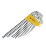 Набор ключей шестигранных ER-15101LB:Г-образных экстра длинных с шаром 1.5-10мм 10пр. ЭВРИКА /1/12/60