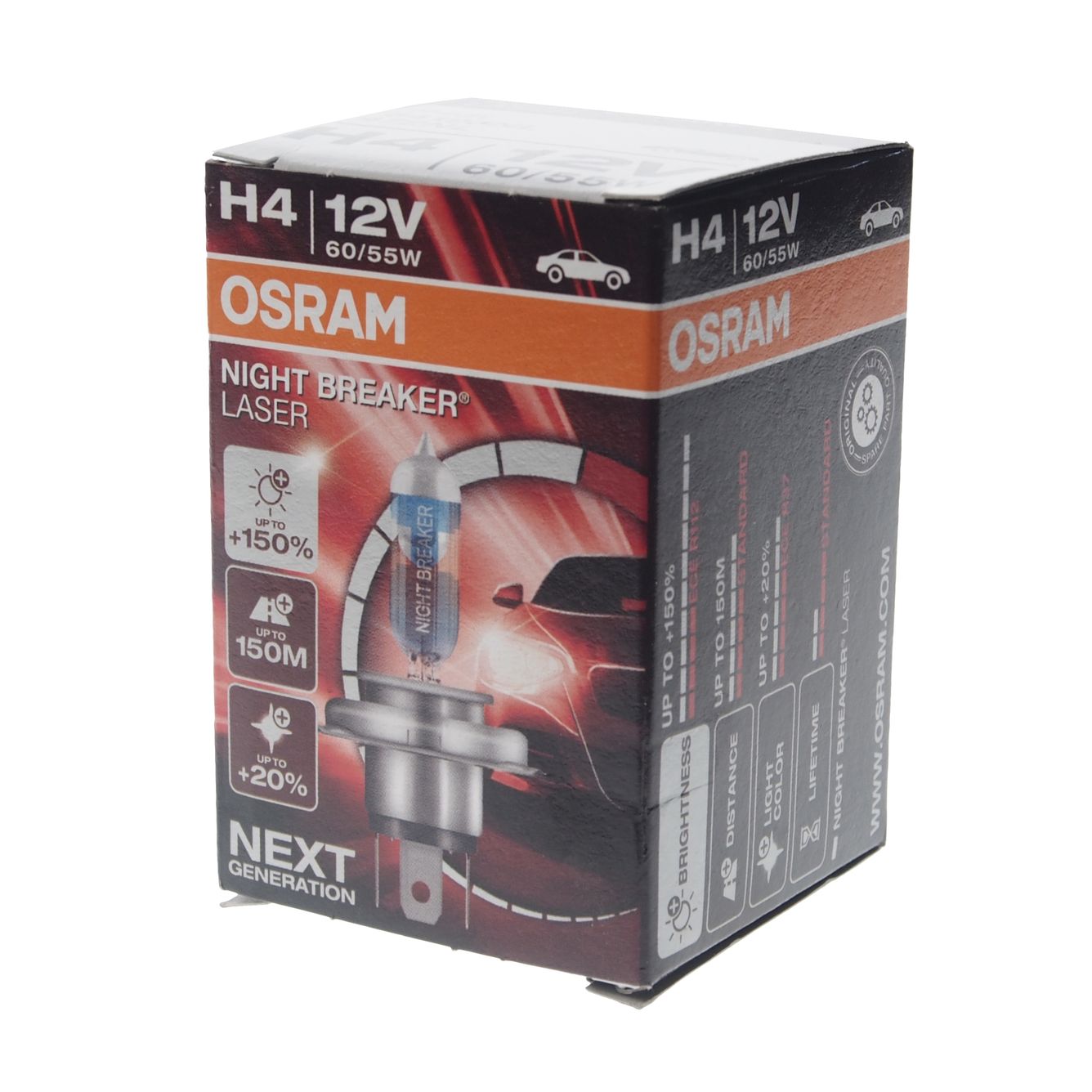 m0001039537_2.resize1 Автолампа H4 (60/55) P43t+150% NIGHT BREAKER LASER 4050K 12V OSRAM /1/10 — изображение 1