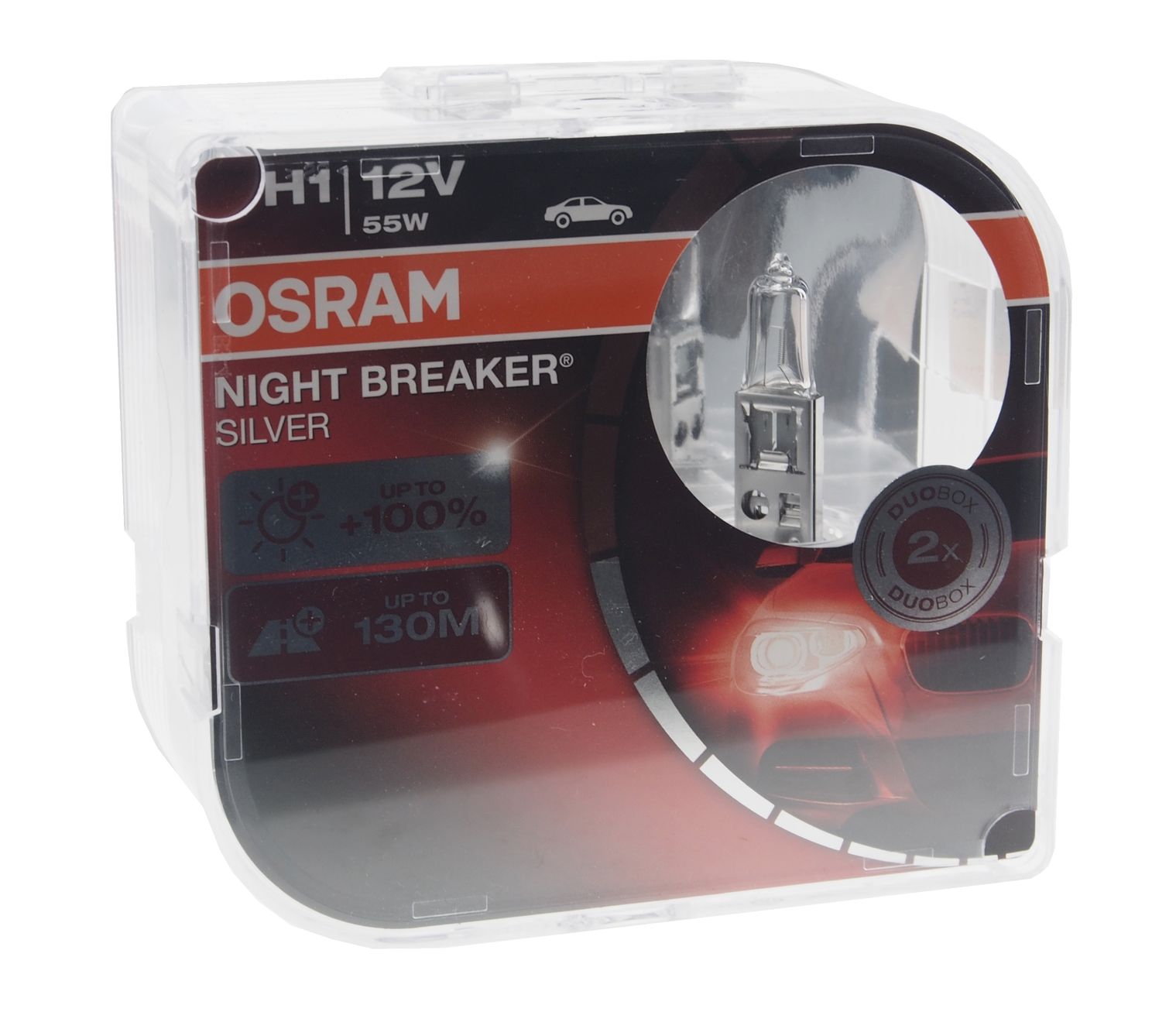 m0001039554_1.resize1 Автолампа H1 (55) P14.5s+100% NIGHT BREAKER SILVER (евробокс, 2шт) 12V OSRAM /1/10 — изображение 1