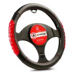Оплетка руля AP-2060 BLACK/RED (M) экокожа + две массажные вставки из силикона, AUTOPROFI 1/20 — изображение 2