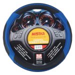 Оплетка руля MIS-2023STW21A (M) чёрная с синими вставками косичкой MISTAR /1/25 — изображение 2