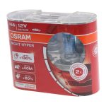 Автолампа H4 (60/55) P43t+130% NIGHT HYPER (евробокс, 2шт) 12V OSRAM /1/10 — изображение 2