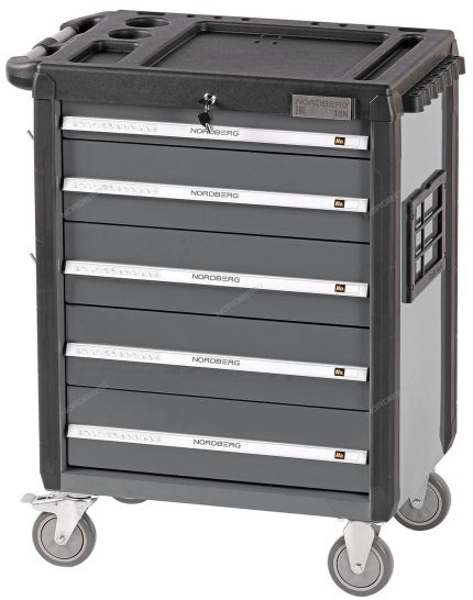 Тележка инструментальная, 5 выдвижных ящиков, серая NORDBERG T5N(G)