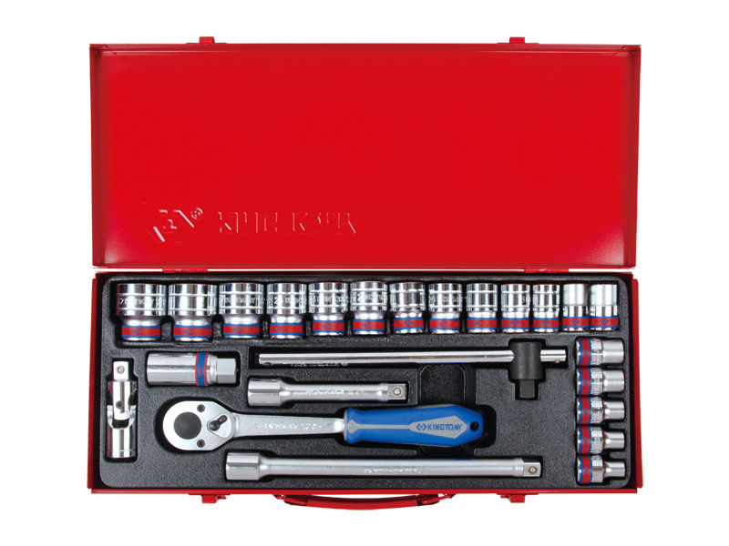 pl5e6ftb6glarkvjy7ty22ezehz5krl0 Набор торцевых головок с принадлежностями 1/2 двенадцатигранные, 24 предмета KING TONY 4028SR — изображение 1