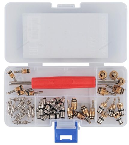 Набор ниппелей (золотников) для сервисных портов + унив. сервисный ключ