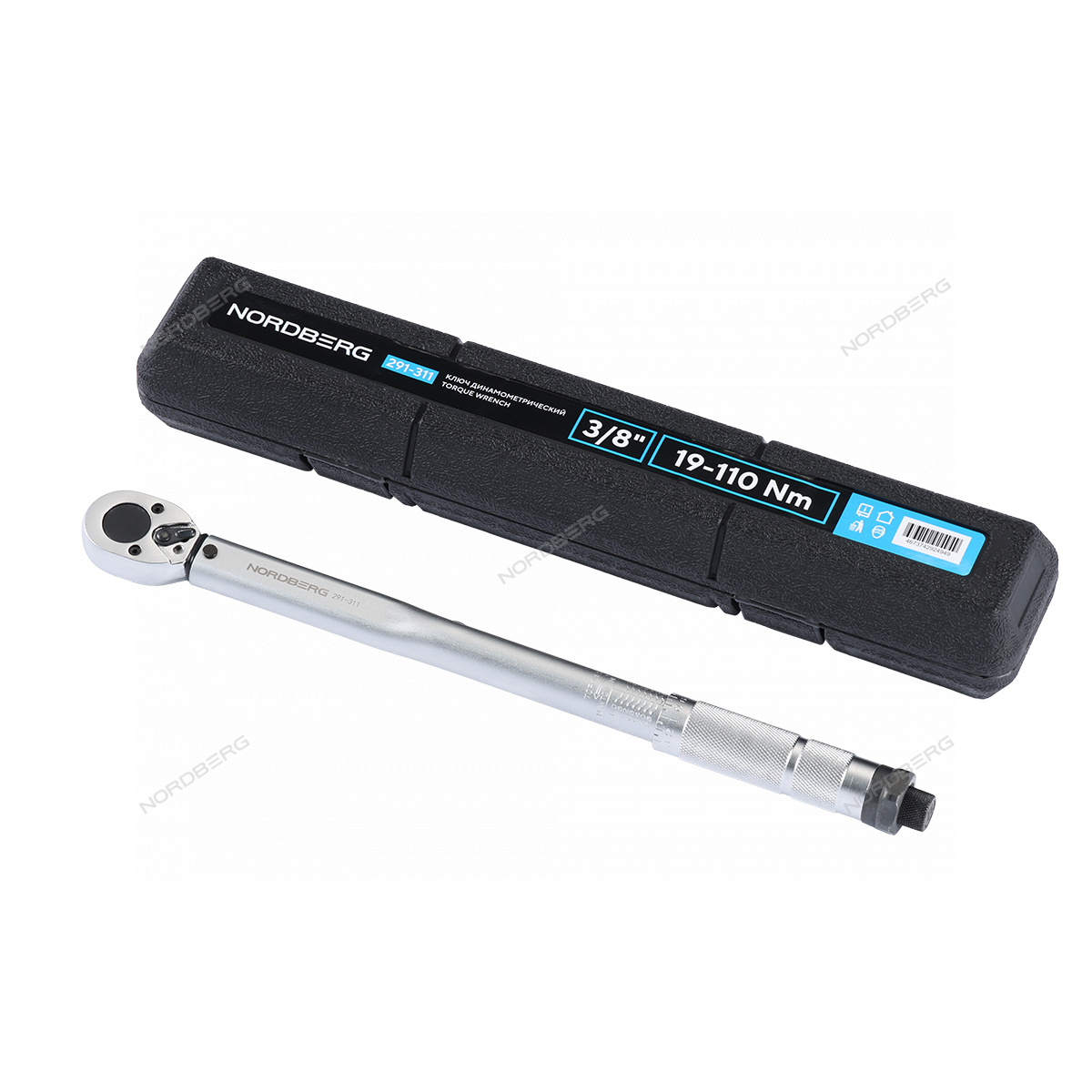 wtygs5khbd0d8j9fsygfaz1ba903axrx Ключ динамометрический 3/8", 19-110 Нм, в кейсе NORDBERG 291-311 — изображение 1