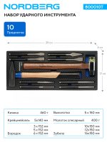 Набор ударного инструмента в ложементе, 10 предметов NORDBERG 800010T