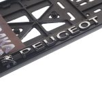 Рамка для номерного знака (112/1-STD-PT) SILVER с защелкой и надписью "PEUGEOT" рельефная /1/30 — изображение 2