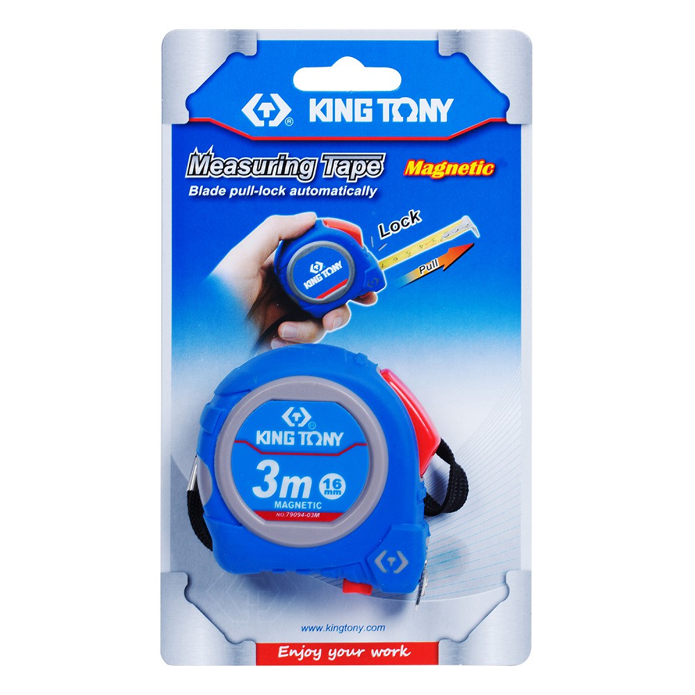 x0xex27ol4ht4y4vxv97b0nx7fsv0cky Рулетка измерительная 3 м, магнитный крюк KING TONY 79094-03M — изображение 1